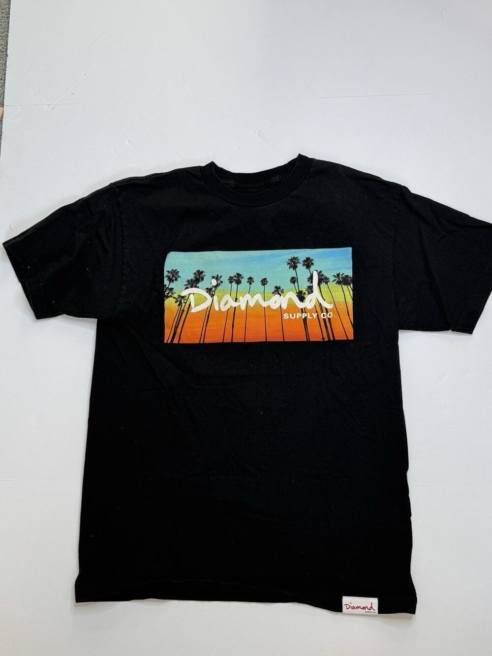 Diamond Supply Co Palm Trees Box Logo T-Shirt Mens M Black Made in USA